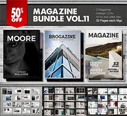 indesign模板－商业杂志(3套合集版)：Magazine Bundle 11